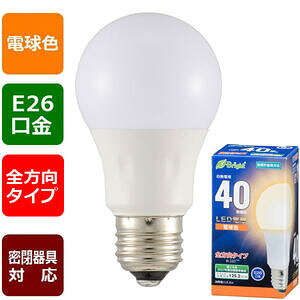 �y���[�J�[�݌Ɍ���z06-4340 LED�d���i40�`����/551lm/�d���F/E26/�S�����z��260°/���`���Ή��jLDA4L-G AG27 4971275643406