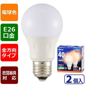 y[J[݌Ɍz06-4349 LEDdi40`/551lm/dF/E26/Sz260°/`Ή/2jLDA4L-G AG27 2P 4971275643499