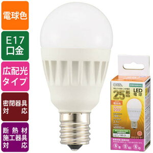 �y���[�J�[�݌Ɍ���z06-4471 LED�d�� ���`�i25�`����/280lm/�d���F/E17/�L�z��200°/�����Ή�/�f�M�ގ{�H���Ή��jLDA2L-G-E17 IS51 4971275644717