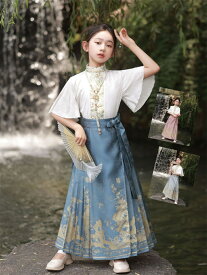 女の子の夏服の馬面スカートセット新型子供の女の子の国のファッションの古風な漢服の大魚海棠スカート