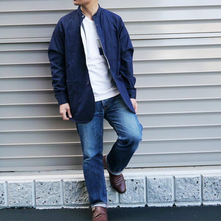 楽天市場 ジャパンブルージーンズ デニムシャツ メンズ バンドカラーシャツ シャツジャケット デニムジャケット Japan Blue Jeans 岡山 デニム ノーカラージャケット ジーンズ おすすめ 世田谷ベース Squeeze Coconuts
