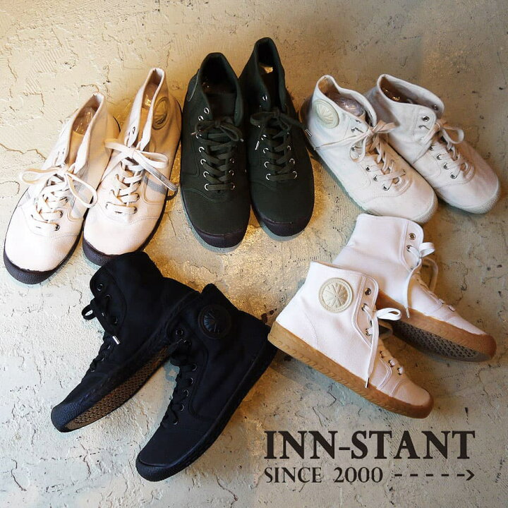INN-STANT スニーカー メンズ スニーカー レディース スニーカー インスタント ハイカットスニーカー ミッドカット ローテク 人気 おすすめ キャンバス 白 ホワイト バルカナイズド製法 帆布 innstant INSTANT SQUEEZE COCONUTS