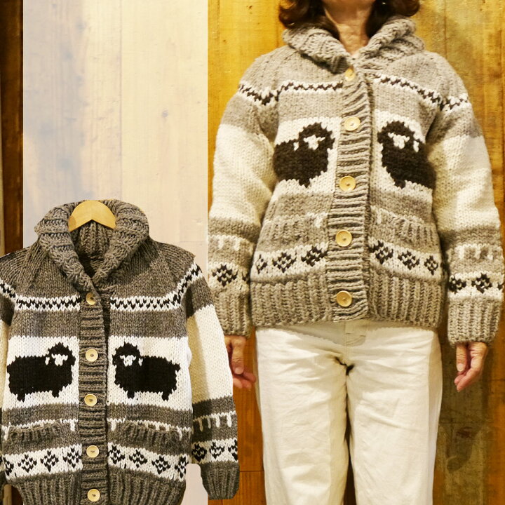 ◇希少◇カウチンセーター（ハンドメイド）ウールレディースニット 