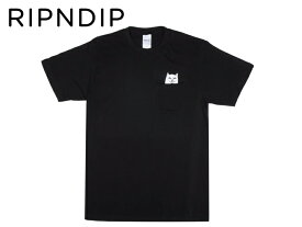 ☆RIPNDIP【リップンディップ】Lord Nermal Pocket Tee T-shirts Black ポケット Tシャツ ブラック 15213 18729 20242[CAT 猫 ネコ スケボー SKATE SK8 スケートボード]20825