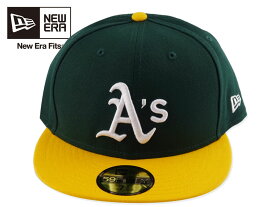 ☆NEWERA【ニューエラ】MLB 59FIFTY OAKLAND ATHLETICS CAP DARK GREEN/YELLOW オ オークランド アスレチックス ダークグリーン/イエロー 20724 [メンズ レディース]