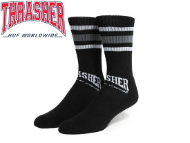 ☆HUF×THRASHER【ハフ×スラッシャー】CENTER FIELD SOCK BLACK センターフィールドソックス ブラック 20476 [スケボー スケートボード メンズ レディース]10P19Dec15