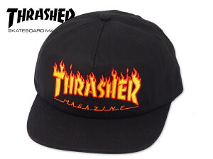 THRASHER �X���b�V���[ FLAME EMBROIDERED SNAPBACK CAP BLACK �t���[�� �X�i�b�v�o�b�N �L���b�v �u���b�N 21495 [�X�P�{�[ �����Y ���f�B�[�X �� �t�@�C�A FIRE]�@10P21Feb15