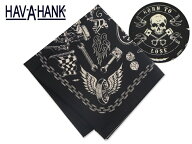 ハブアハンク HAV-A-HANK BORN TO LOSE BANDANA スカル＆チェッカーフラッグ柄 バンダナ 14629 [ハンカチ…