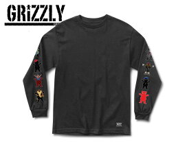 ☆Grizzly Griptape【グリズリーグリップテープ】GRIZZLY GANGS ALL HERE LONG SLEEVE TEE BLACK ロングスリーブ Tシャツ ブラック 16824 [メンズ レディース ビギー]