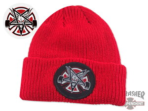 ��INDEPENDENT×THRASHER�y�C���f�B�y���f���g×�X���b�V���[�zPENTAGRAM CROSS LONG SHOREMAN BEANIE LIPSTICK �j�b�g�L���b�v ���b�v�X�e�B�b�N 17323 [SKATE SK8 �X�P�{�[]
