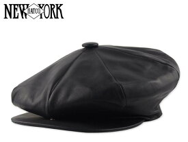 ☆NEWYORKHAT【ニューヨークハット】#9209 Lambskin Big Apple Black ラムスキン ビッグアップル レザー ブラック 19005 20601[MADE IN USA メンズ レディース 革 シープスキン]　21320