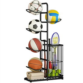 ボール収納棚、サッカーラック、ボール収納ガレージ、ボールラック、ガレージスポーツ器材収納場所、バスケット収納棚、バスケット付き、おもちゃ/スポーツ装備収納室内