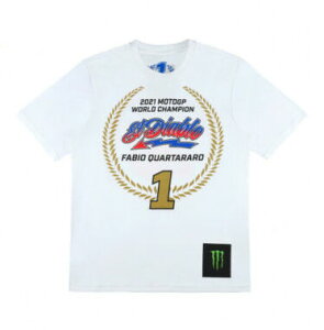 ������������Fabio Quartararo Yamaha Monster World Champion T-Shirt �t�@�r�I�E�N�A���^���� ���}�n �����X�^�[ T�V���c ���� �z���C�g