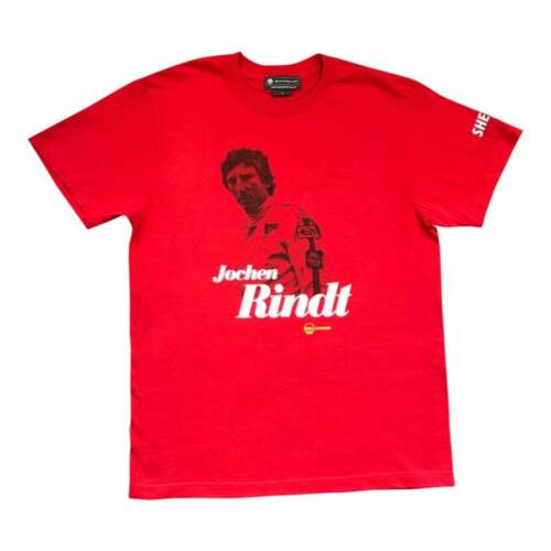 Shell Jochen Rindt Portrait T-Shirt シェル ヨッヘン・リント Tシャツ 半袖 レッド：SUN RISE BEACH