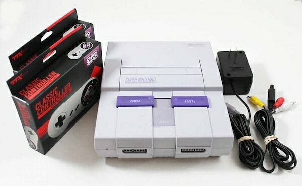 【中古】【一式セット】北米版 スーパーファミコン SNES Super Nintendo System 本体 ＋ コントローラー×2 アダプタ×1