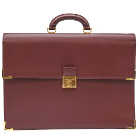【美品】Cartier カルティエ マストライン ビジネスバッグ ブリーフケース 書類鞄 レザー ボルドー 赤 メンズ