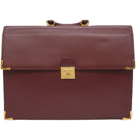 Cartier カルティエ マストライン ビジネスバッグ ブリーフケース 書類鞄 レザー ボルドー 赤 メンズ