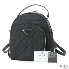 【美品】PRADA プラダ カモフラ バックパック リュック デイバッグ トライアングル ロゴ レディース ブラック 黒 1BZ066 白タグあり