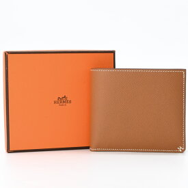 【未使用品】HERMES エルメス セリエコンパクト 二つ折り財布 ヴォーエプソン ゴールド ブラウン 茶 ＃K刻印