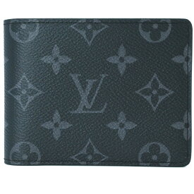 【美品】LOUIS VUITTON ルイ・ヴィトン モノグラム ポルトフォイユミュルティプル 二つ折り財布 財布 ウォレット メンズ ブラック 黒 M61695