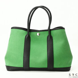 【美品】HERMES エルメス ガーデンパーティーTPM トワルオフィシエ ハンドバッグ トート グリーン 緑 キャンバス ＃A刻印
