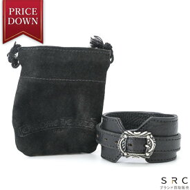 【美品】Chrome Hearts クロムハーツ ロックンロール ブレスレット レザー メンズ シルバー ブラック 黒 ＃1