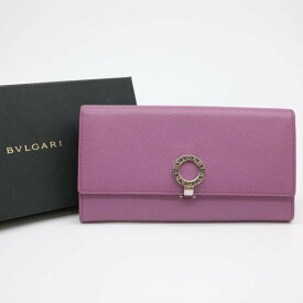 【セール】BVLGARI ブルガリ ブルガリブルガリ 長財布 財布 ロゴクリップ ラベンダー パープル 紫 レザー 37564