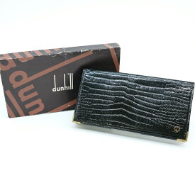 【お値引き】dunhill ダンヒル 長財布 札入れ 型押しクロコ レザー ロンドンスタイル ブラック