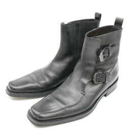 【お値引き】GIANNI VERSACE ジャンニ ヴェルサーチ ブーツ ショートブーツ モンクストラップ 革靴 黒 ブラック #41 約25.5
