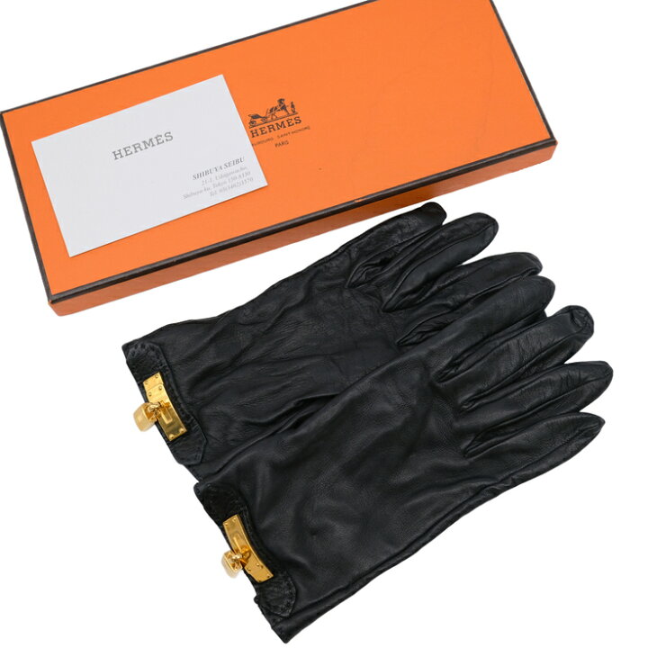 楽天市場】HERMES エルメス ケリー 手袋 グローブ ラムレザー ブラック  