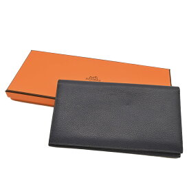 【お値引き】HERMES エルメス シチズン ツイル ロング シルクイン ウォレット 長財布 二つ折り エバーカラー レザー ダークネイビー 紺 ♯U