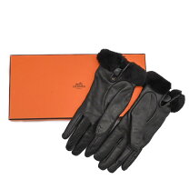 広尾店】エルメス HERMES ケリー カデナ グローブ ラム×ミンク 黒 G  