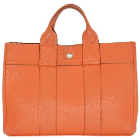 HERMES エルメス フールトゥ PM トートバッグ ミニトート ハンドバッグ オールレザー トゴ オレンジ メンズ レディース #□E