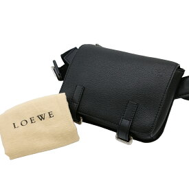 【お値引き】LOEWE ロエベ アナグラム ミリタリーメッセンジャー スモール ショルダー ボディバッグ バムバッグ カーフレザー ブラック 黒 317 317.12AB23