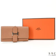【未使用品】HERMES エルメス ベアン キーケース シェブルミゾル レザー レディース ベージュ 茶 ゴール…