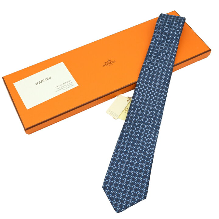 楽天市場】【未使用品】HERMES エルメス ネクタイ ネイビー シルク100 
