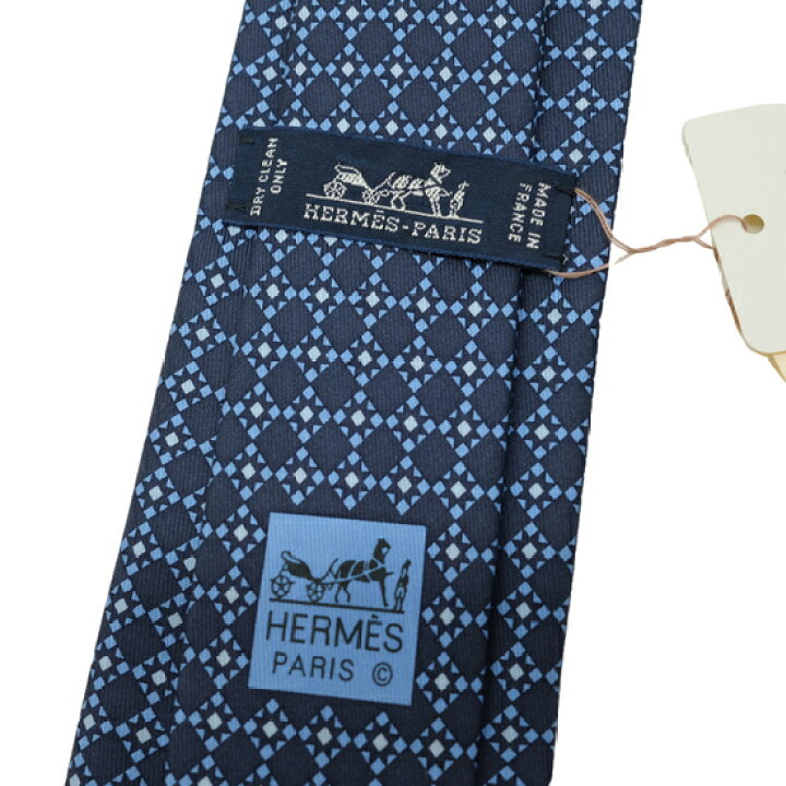 楽天市場】【未使用品】HERMES エルメス ネクタイ ネイビー シルク100 