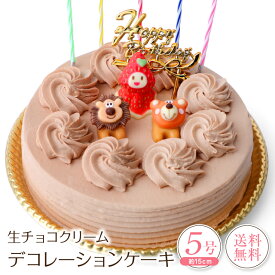 誕生日ケーキ バースデーケーキ生チョコクリーム デコレーションケーキ 5号誕生日 ケーキ 子供[凍]送料無料 チョコレートケーキ 洋菓子 ギフト スイーツ 60yu