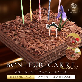 チョコレートケーキ 冷蔵便 (4～6人用) こどもの日 母の日 父の日 誕生日 チョコ ケーキ スイーツ ギフト プレゼント 送料無料 お菓子 洋菓子 人気 お祝い 取り寄せ 子供 大人 記念日 ホールケーキ チョコレート チョコケーキ [冷] ボヌールカレ 四角 冷蔵