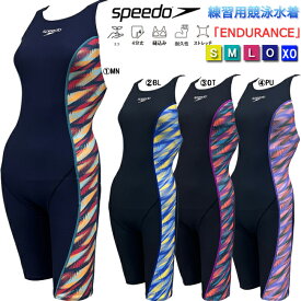競泳水着 レディース スピード 水着 フィットネス Speedo 練習用 体型カバー プール トレーニング水着 オールインワン水着 ENDURANCE 耐久性 4分丈 ロゴ 水中ウォーキング 水泳 ジム スイムウェア サイドデザイン STW12643Z
