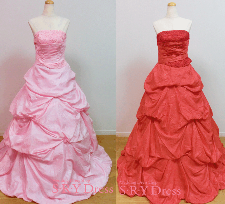 楽天市場】カラードレス ピンク レッド 赤 ウェディング 二次会