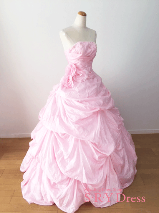 楽天市場】カラードレス ピンク レッド 赤 ウェディング 二次会 花嫁