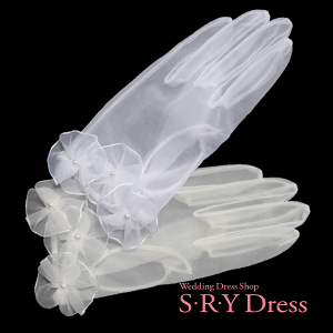 日本製 ウェディンググローブ ウェディング グローブ ショートレース ビジュー オーガンジ 手袋 花嫁 ウエディングドレス 二次会ドレス ブライダル 送料無料 GS-17401