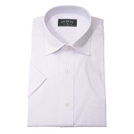 送料無料 ワイシャツ メンズ クールビズ 半袖 形態安定 接触冷感 ボタンダウン レギュラーカラー 紫ストライプ ドビー