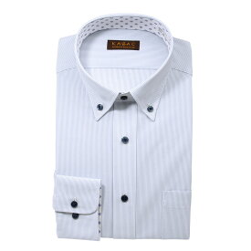 ニット ワイシャツ ※裄詰め対応不可 メンズ 長袖 ノーアイロン ストレッチ ボタンダウン 青 標準体 日本製生地 吸水速乾 2508ft 2510ft