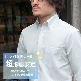 CYGNUS ワイシャツ ノーアイロン メンズ 長袖 形態安定 ボタンダウン 超形態安定 制菌 抗菌 防臭 ビジネス ドレスシャツ ビジネスシャツ yシャツ ストライプ ブルー 男性 3L 定番 新生活 【review】 2509ft 2511ft