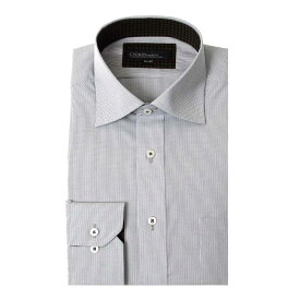 超形態安定 ワイシャツ メンズ 長袖 制菌 抗菌 防臭 ノーアイロン ノンアイロン ワイドカラー グレーストライプ CYGNUS 標準体 2511ft