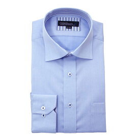 CYGNUS 超 形態安定 ワイシャツ メンズ 長袖 ノーアイロン 制菌 抗菌 防臭 (AG Fresh Plus) ワイドカラー ボタンダウン 薄青 ドビー 標準体