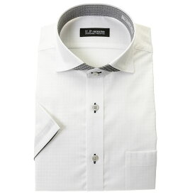 ワイシャツ メンズ クールビズ 半袖 形態安定 消臭 ドレスシャツ Yシャツ カッターシャツ ビジネスシャツ ビジネス シャツ カッタウェイ 白 ホワイト ドビーチェック U.P renoma レノマ 24FA
