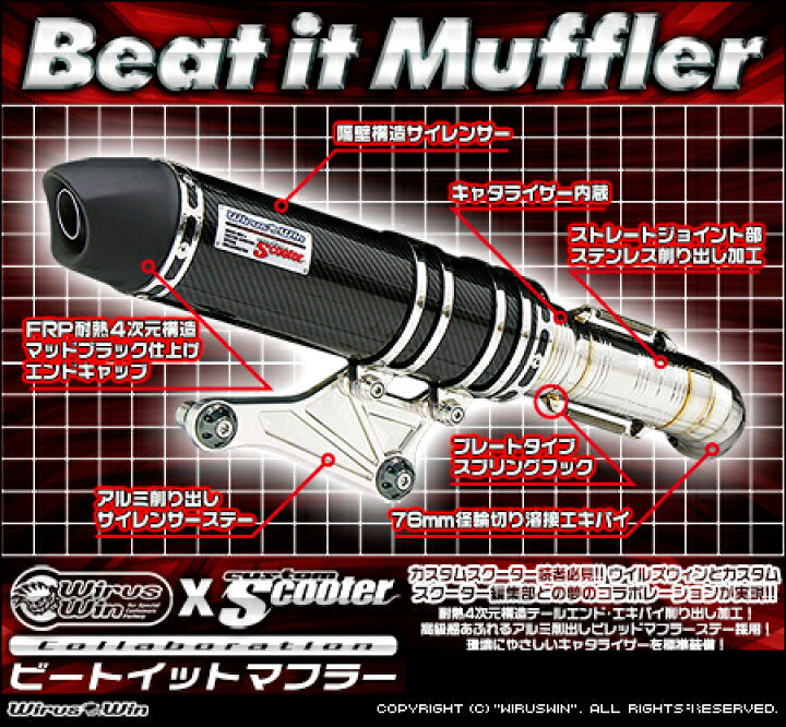 楽天市場】WirusWin マグザム SG17J用 ビートイット マフラー 